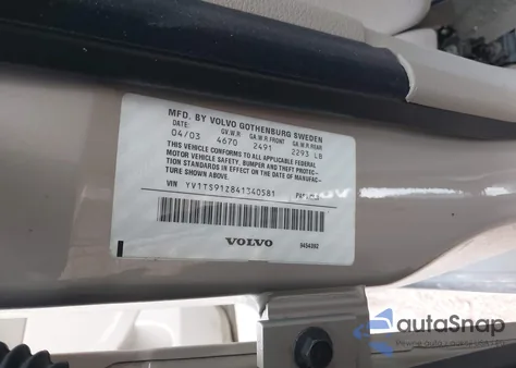 2004 Volvo S80 2.9/T6 z USA, uszkodzony, nr VIN YV1TS91Z841340581